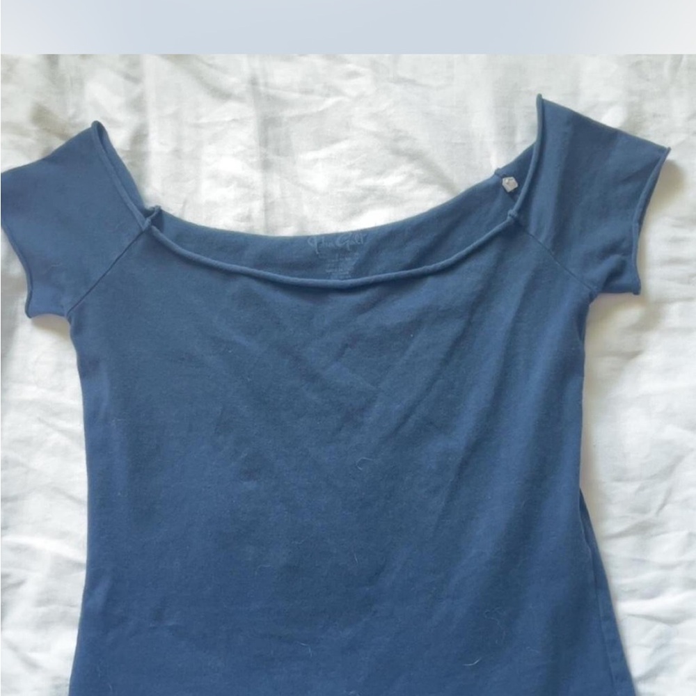 Brandy Melville Blue Off-Shoulder Tee